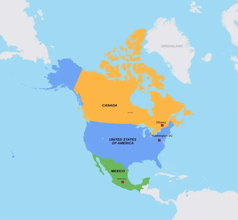 Mapa de América del Norte